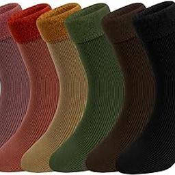 Women's Pack Of 6 Solid Winter Thick Warm Fleece Lined Thermal Stretchy Elastic Velvet RegularSocks (Without Thumb), Multicolored-image-31