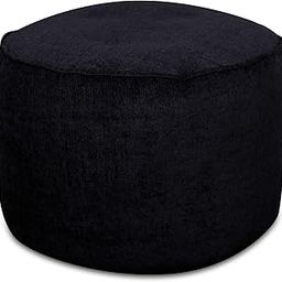 Style Homez Haut Collection, Round Poof Bean Bag Ottoman Stool Large Size Black Color Premium Velvet Fabric, Cover Only-image-57
