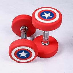ASG Captain America Bouncer Dumbbells 2.5kg To 10kg Set / Round Rubber Coated Embossed Logo Dumbell Pair / Home Gym and Professional Use Exercise Dambal / Pack of 2 / Weight 5kg to 20kg (5)-9