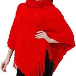 MANRA Women Round-Neck Striped Poncho with Tassels Knitted Fringed Sweater Pullover Cape for Winter (SC 33)-picture-19