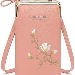 Women's Small Cross-Body Phone Bag Stylish PU Leather Mobile Cell Phone Cash & Card - Girls Hand Purse Pouch Pocket Purse Wallet Sling Bag Mini Shoulder Bags - PINK-image-41