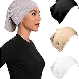 4 PcsUnder Scarf Hijab Cap Unisex Dreadlock Cap Women Stretch Under Caps Solid Color Hijab Under Scarf Woman Hijab Cap Unisex Hijab Hats,-image-18