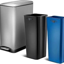 SHIPLORD® Slim 13-Gallon Dual-Compartment Kitchen Trash Can with Removable Liners for Recycling and Waste Disposal-image-8