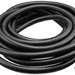 YXQ 12mm ID Corrugated Tubing Not-Split Flexible Bellows Tube Pipe Preservative for Electric Conduit Liquid - 20 Feet Black PE Plastic-24
