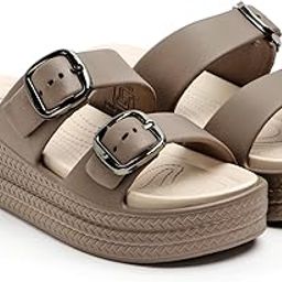 Essence Women Buckle Sandals with Super Soft Insole | Ergonomic Footbed | Lightweight | Platform Heel | Cushioned Sole | Latest, Stylish and Trendy Slip-Ons for Girls and Ladies-44