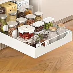 SITTELLA carbon steel 1 Piece Pull Out Cabinet Organizer, (45.5 * 35.5 CM), Slide Out Drawers for Kitchen Cabinets, Heavy Duty Pull Out Shelves for Pantry, Bathroom, Living Room, Utensils, White-23