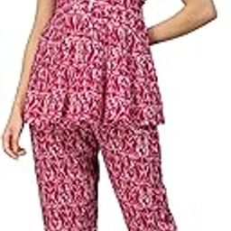 Women's Printed Rayon Co-Ord set (Pink)-image-3