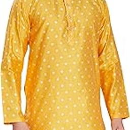 Men's Self Woven Jequard Art Silk Slim Fit Only Kurta-image-90