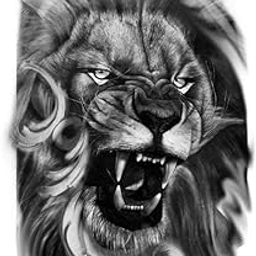 S.A.V.I 3D Temporary Tattoo Angry Roaring Lion Big Face Design Size 21x15CM - 1PC. Multi Color-51