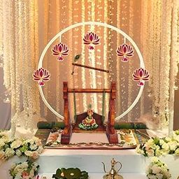 Special You Janmashtami decoration items | Pooja room decoration items | Backdrop for pooja decoration | PVC backdrop stand for decoration & Lotus hanging | Krishna Janmashtami decoration Items- 6 pcs-26