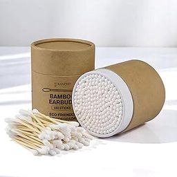 KANZEST Premium Earbuds - Pack of 1(150 Sticks) | Eco Friendly & Biodegradable Bamboo Earbuds | Travel Friendly & Easy to Carry | Soft Bamboo Cotton Earbuds, Cotton Earbuds-1