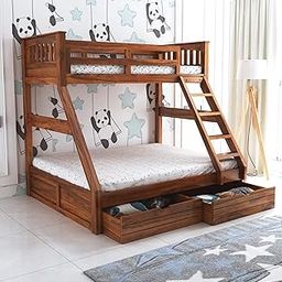 Ganpati Arts Sheesham Wood Rio Bunk Bed Twin Over Bed with Ladder Wooden Bunk Bed with 2 Drawer Storage for Bedroom Living Room and Home (Natural Finish) 1 Year Warranty-image-29