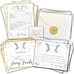 20 Moments of Tooth Fairy Letter Kit with 5 Virtue-Themed Fairy Letter Poems, 5 Fairy Envelopes with Seals, 5 Receipts, 5 Customizable Cash Alternative Certificates, & 1 Holder-image-38