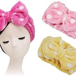 Makeup Headband, Spa Headbands Facial Makeup Cleansing Cute Bow Velvet Elastic Head band for facial Girls women Multicoloured Pack of 1-29