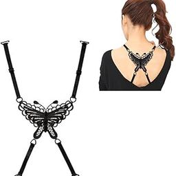 Lace Bra Straps Butterfly Flower Cross Back Bra Shoulder 1Pairs Fashion Strap Wrapped Chest Crop Tops Vest Adjustable Bra Straps for Women Black-image-8
