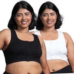 Adira | Front Open Bra for Women Plus Size | Non-Padded & Non-Wired Bras | High Racer Back for Support & Posture | Wire-Free & Full Coverage | Plus Size | Front Opening | Pack of 2-image-55