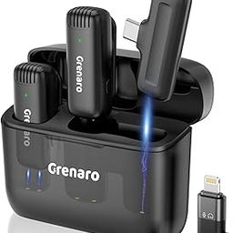 GRENARO J13 Wireless Microphone, Noise Reduction Lapel Mic with Charging Case, Wireless Mic for Video Recording, YouTube, Facebook, Support System for Type C & iPhone (Dual Channel Universal Version)-18