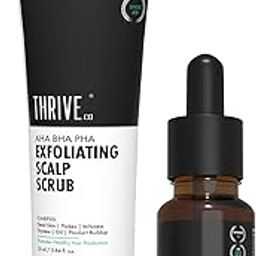 ThriveCo Scalp Care Kit | AHA BHA PHA Exfoliating Scalp Scrub (25ml) & Scalp Vitalizing Serum (10ml) | Promotes Hair Growth, Clears Dandruff, Dead Skin, Oil & Product Buildup | Travel-Friendly-0