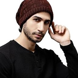 Snow Proof Inside Fur Acro Wool Unisex Beanie Cap Knit Hat Thick Fleece Lined Winter Cap for Men & Women, Free Size…-image-91