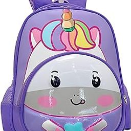 BEMBIKA Kindergarten Cute Cartoon Kids School Bag for Boys and Girls, Toddler Preschool Plush Travel Schoolbag, Perfect Book Bag, Casual Backpack for Kids � (Lavender)-picture-6