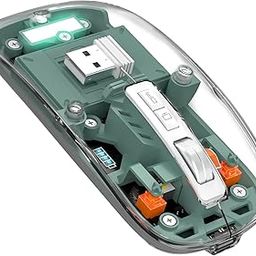 MICROWARE Wireless Transparent Mouse for Computer,Bluetooth Mouse Rechargeale,Power Display,DPI,Shortcut, Bluetooth5.1 + 2.4GHz 2in1 Receiver(USB)-Compatible with Laptop/Mac/iPad/Chromebook-5
