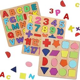 Novo Baby Wooden Learning Educational ABCD Board for Kids, Activity Toys for Toddlers & Preschoolers | ABCD Puzzle Set | Puzzle Toys for 2 Years Old Boys & Girls (Alphabets, Numbers & Shapes)-18