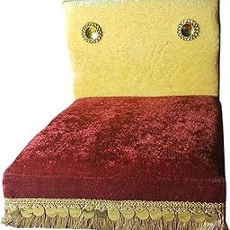Decorative Laddu Gopal Bed Set, Maroon and Gold Velvet with Coin Fringe Trim-image-52