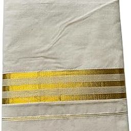 Men's Kuthampully Cotton Kerala Kasavu Mundu - Men's Kasavu Dhoti - Off white Cream KTM-882-picture-13