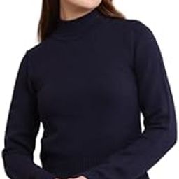 Women's Acrylic Full Sleeve with Crew-Neck Ribbed Dark Blue Sweater-image-53