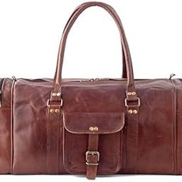 22" Vintage Leather Brown Duffle Travel Bag Handmade Unisex - Vintage Weekender Stylish Shoulder Luggage Bags for Gym Sports Cabin for Girl & Boy Men Women (22-inch Large)-image-70