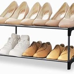 ROBMOB 2-Tier Shoe Rack Adjustable Metal Space-Saving Shoe Organizer for Entryway, Closet, Bedroom Durable Metal Frame, Black-6