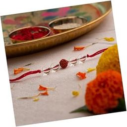 Siddh Raksha Rakhi for Brother Combo | Blessed & Energised 5 Mukhi Rudraksha & Clear Quartz Crystals | Rakhi Gift for Brother with Roli-Chawal | For Success & Happiness-image-88