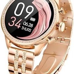 esportic (Limited Edition 2025 Model Gen9 Diamond Strap HD Display 2 Straps BT Calling Smartwatch (Rose Gold Strap) for Girls & Womens with ON/Off Logo Diamond Style All Notifications Receive, (Gold)-48