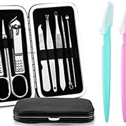 Manicure Pedicure Kit for Women and Men Nail Cleaner Nail Cutter Nail Filer Scissor Nail Cleaning Knife Set Manicure Pedicure Tools Kit 7 in 1 Grooming Care Kit with 3 Pcs Eyebrow Razors-7