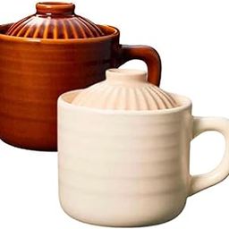 Donabe Microwave Rice Cooker Mug, 500ml, Set of 2, White and Black-image-73