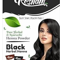 Resham Black Herbal Henna Powder, Pure Herbal and Ayurvedic Hair Colour, Natural Black pack of 12-image-99