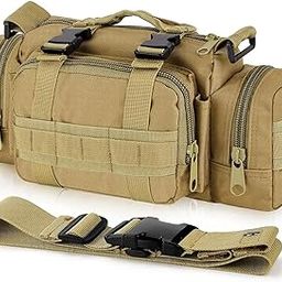 Military Duffel Waist Bag, Water-Resistant Small Tactical Tool Bag with Adjustable Quick Release Shoulder Strap, Handle Tool Bags, Khaki, 35x14x18cm-image-10