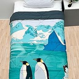 NEW COMERS®Microfiber 200 GSM Printed &Plain Reversible Single Bed AC Comforter|Blanket for Winter|Duvet|Razai for Kids and Adults|Super Soft Micro Fabric Shell-90x60 Inch-Light Grey-Yellow-716-20