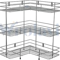 Wrolavi® Stainless Steel L Corner Shape Stand, Utensils Modular Kitchen Rack Storage Organizer, Heavy Duty Rust Resistant Stainless Steel Material (3 Layer)-picture-4