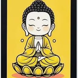 LOOK AT Cute Baby Buddha Poster | Cartoon Style Meditation Art | A4 Size | Pack of 1 | Kids Room Spiritual Decor-image-41