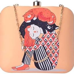 Cute Cat Lover Printed Clutch Bag for Women with Detachable Strap-image-93