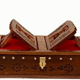 Rahal Craft Wooden Rehal Full Carving Design Rosewood Rectangular Holy Book Stand Box for Quran Ramayan Bible Gita Ved Guru Granth Sahib (Brown,) (Rehal, 03)-3