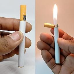 JPack Cigarette Shaped Lighter with Pencil & Round Shape Cigarette Metal, Refillable Classic Pocket Lighter Slim Design-16