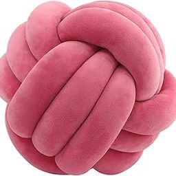 Knot Pillow Ball Thick Comfortable Knotted Pillows for Living Room Home Sofa Light Rose Red-image-58