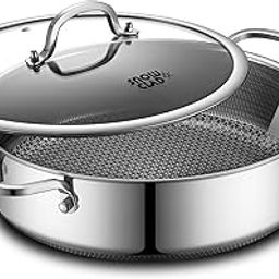 Saute Pan,Hybrid Non Stick 5 Quart Everyday pan,Chicken Fryer, PFOA Free Cookware,12 inch Deep Frying Pans with Lid,Dishwasher and Oven Safe,Works on Induction,Ceramic and Gas Cooktops-image-21