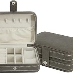 atorakushon Fabric Makeup Storage Box Jewellery Organizer Locker Box Set for Women and Girls for Necklaces Pouch Earring Ring Chains Cosmetic Travel Case Grey-27