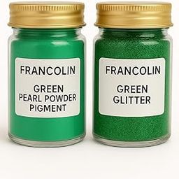 Francolin Pearl Powder & Glitter | Green | Resin Art | Glitter – Shimmer for Epoxy, Tumblers, Slime & Nail Art 24 Shades – Cosmetic Grade – 20g*2-image-90