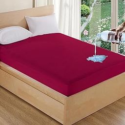 AVI Cotton Feel Terry Soft Waterproof Bed Mattress Protector King Size 78x72 inch | Washable Breathable Elastic Fitted Mattresses Cover for King Size Bed (6.5x6 feet, Maroon, Fit On 2-10 Inch)-image-18