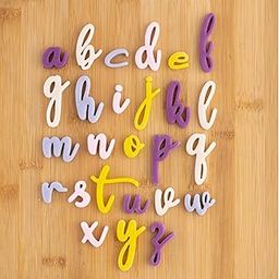 Dhanishtha | Cursive Alphabets Cutters for Fondant, Cookies and Cakes - for Fondant Icing Baking Cake Decorating and Sugarcraft Cutters | Color May Vary | Set of 26 |-image-1