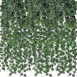 TIED RIBBONS Set of 12 Decorative Artificial Leaves Creeper Vine Money Plant Leaf Garlands (88 inch) for Wall Door Hanging Home Decor Balcony Kitchen Living Room Office Craft Navratri Decoration Items-14